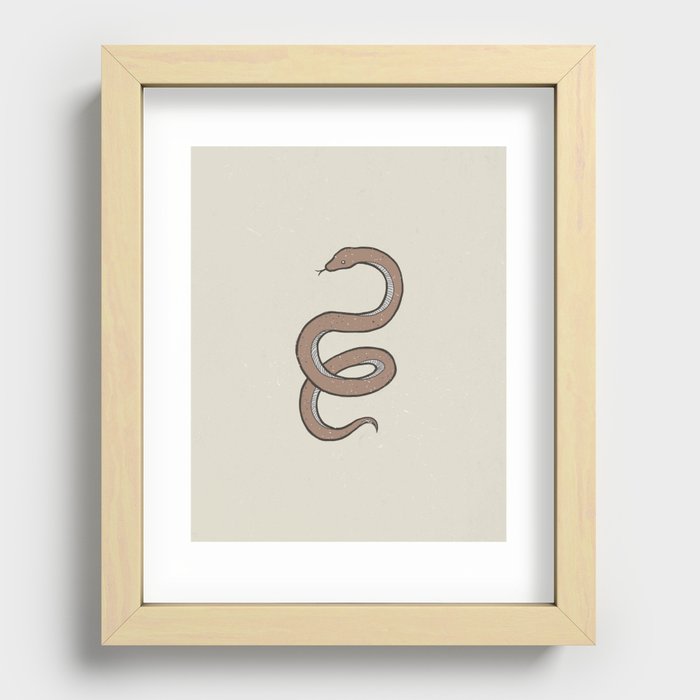 Snake Minimal Line Art Recessed Framed Print