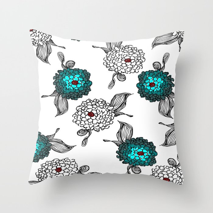 Flower Poms Throw Pillow