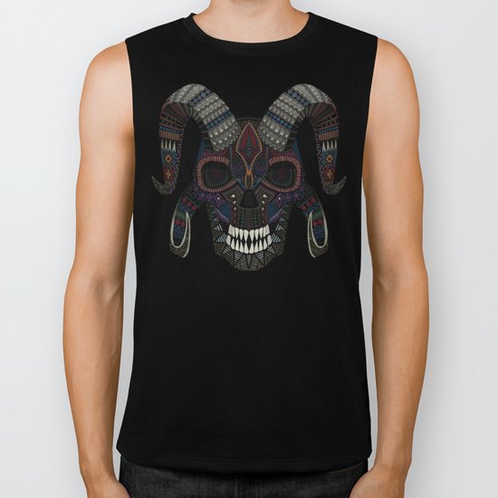 demon skull charcoal Biker Tank