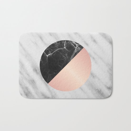 Carrara Italian Marble Black and Pink Bath Mat