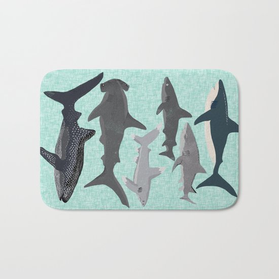 Sharks nature animal illustration texture print marine biologist sea life ocean Andrea Lauren Bath Mat