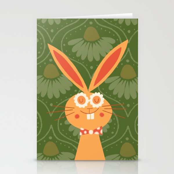 Hoppy Easter Easter Bunny with Daisy Glasses Stationery Cards