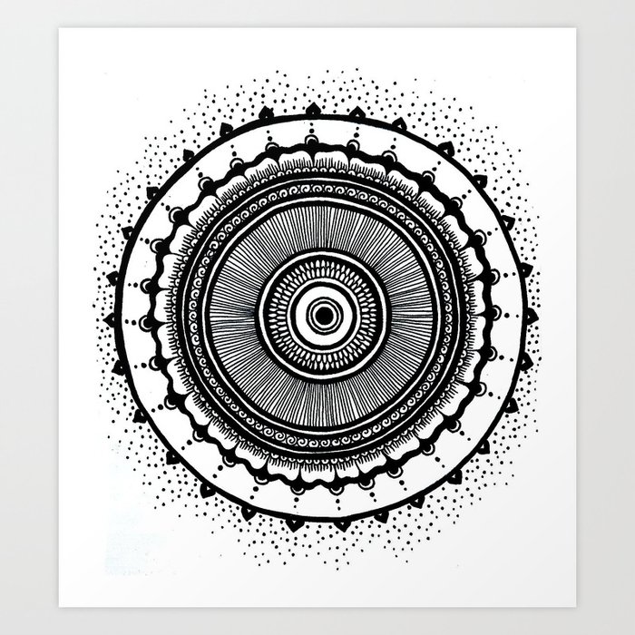 Mandala B/W Art Print By Goyye | Society6