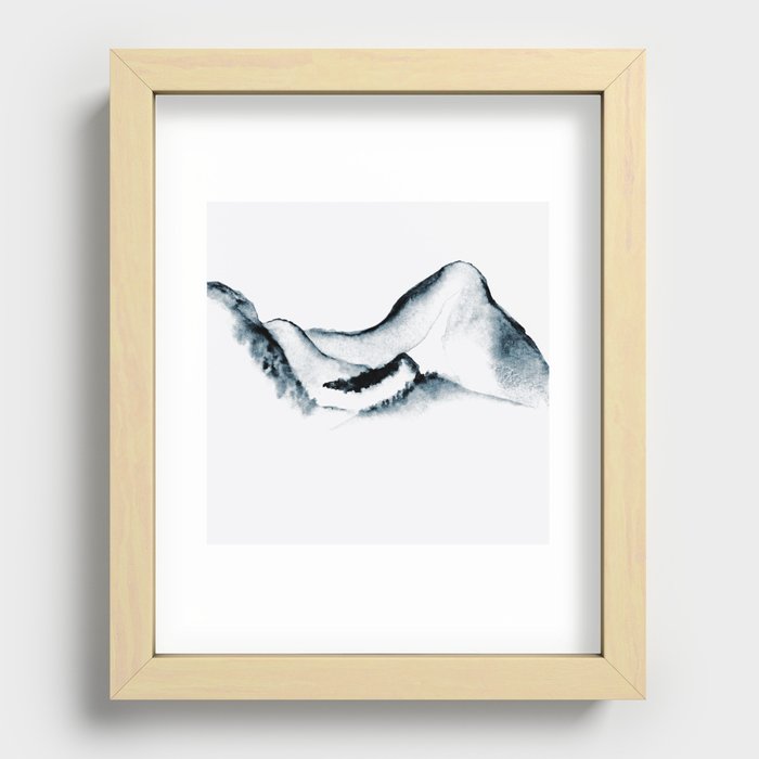 Minimalist Mountain Range In Silence Recessed Framed Print