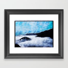 Photo of clouds and montain painting imitation Framed Art Print