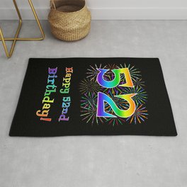 [ Thumbnail: 52nd Birthday - Fun Rainbow Spectrum Gradient Pattern Text, Bursting Fireworks Inspired Background Rug ]