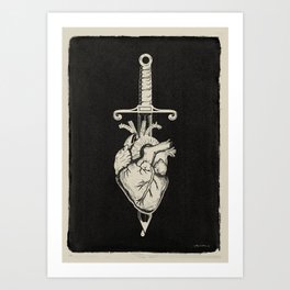 Sword and Heart Ink Art Print | Digital, Ink Pen, Drawing, Sword Heart, Ink, Heart, Sword, Chamadoira, Drawingink 