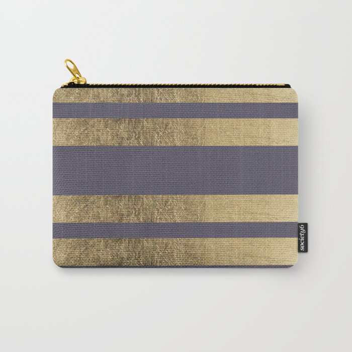 Elegant mauve purple faux gold stripes pattern Carry-All Pouch