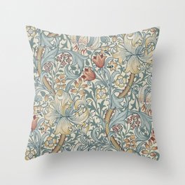 William Morris Vintage Golden Lily Soft Slate & Manilla Throw Pillow