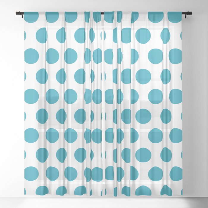 Turquoise And White Polka Dots 771 Sheer Curtain By Tonymagner