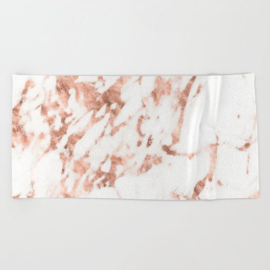 Rose Gold Marble - Perfect Pink Rose Gold Marble Beach Towel