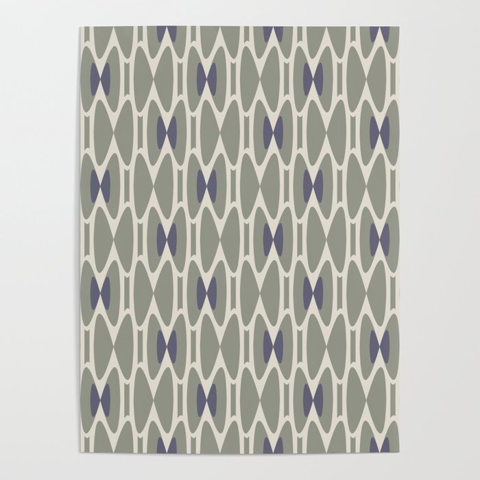 Mid Century Modern Abstract in Evergreen and Blue Violet Poster