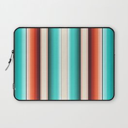 Navajo White, Turquoise and Burnt Orange Southwest Serape Blanket Stripes Laptop Sleeve