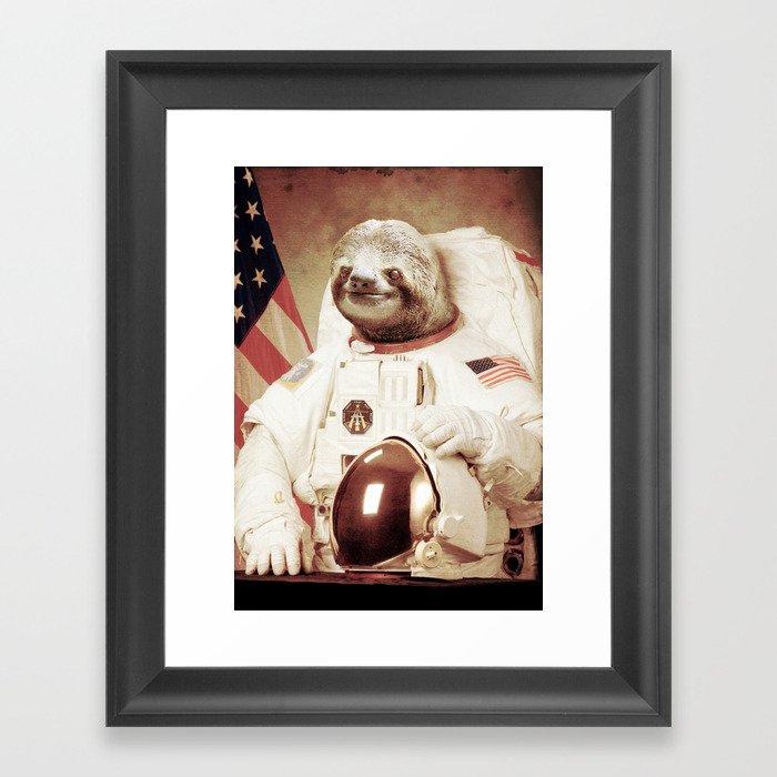 Sloth Astronaut Framed Art Print