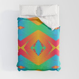 Orange and Green Pattern Duvet Cover