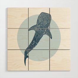 Whale Shark - Blue Circle Wood Wall Art