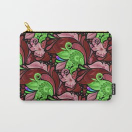 Red Leafy Stained Glass Floral Carry-All Pouch