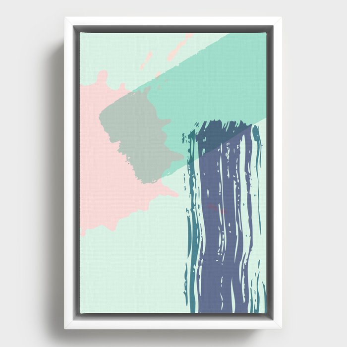 Brush Strokes Minimalist Abstract Painting Illustration Framed Canvas