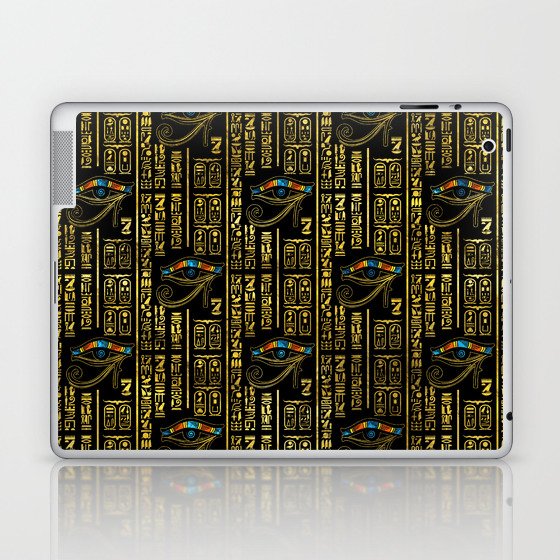 Eye of Horus and Egyptian hieroglyphs pattern Laptop & iPad Skin