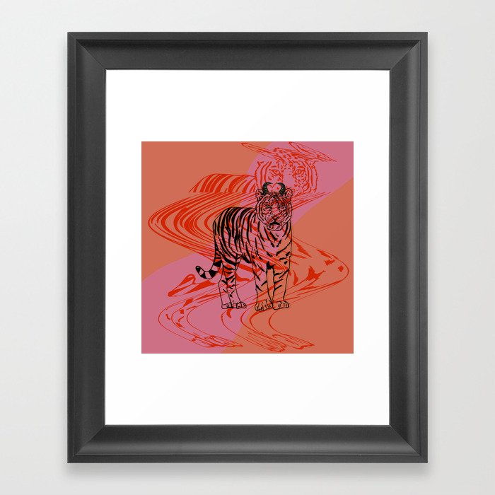 Tiger Glitch Framed Art Print