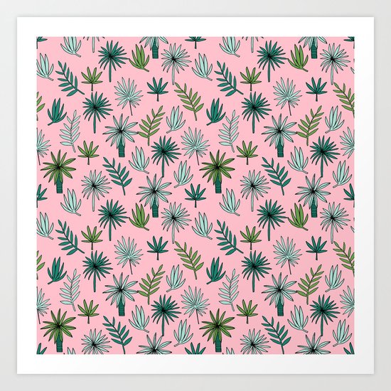 Palm tropical illustration by andrea lauren palm leaves palm trees desert island Art Print