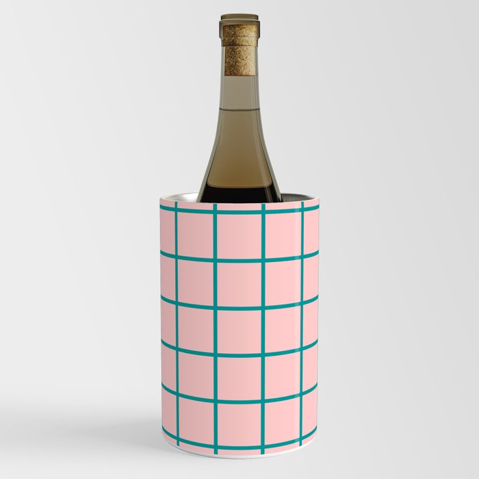Combi Grid - teal on light pink Wine Chiller