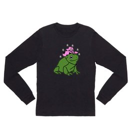 Cowboy Frog - Frog With Cowboy Hat Long Sleeve T Shirt | Trending, Cowboy, Hat, Toad, Animal, Frogs, Graphicdesign, Funny, Pink, Frog 