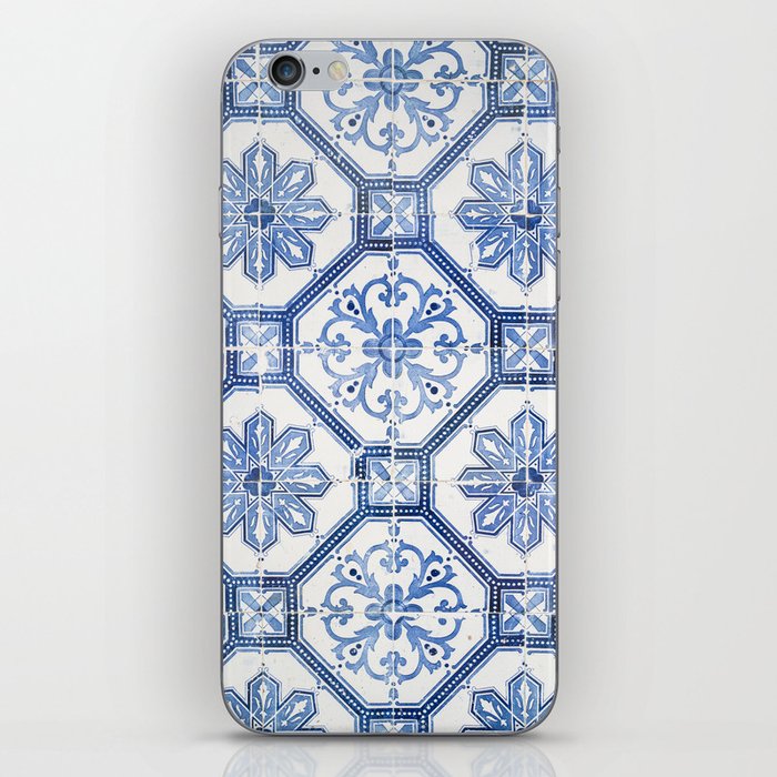 Blue Portugese Tile Pattern | Colorful Travel Photography in Portugal | Azulejos House Design Art Print iPhone Skin