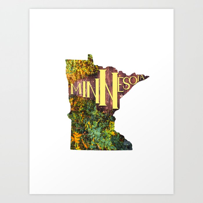 Minnesota Map Typography Art Print