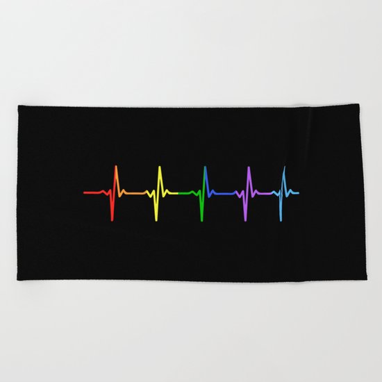 Rainbow Heartbeat Pulse Lgbt Beach Towel By Thingsandthings Society6 rainbow heartbeat pulse lgbt beach towel by thingsandthings