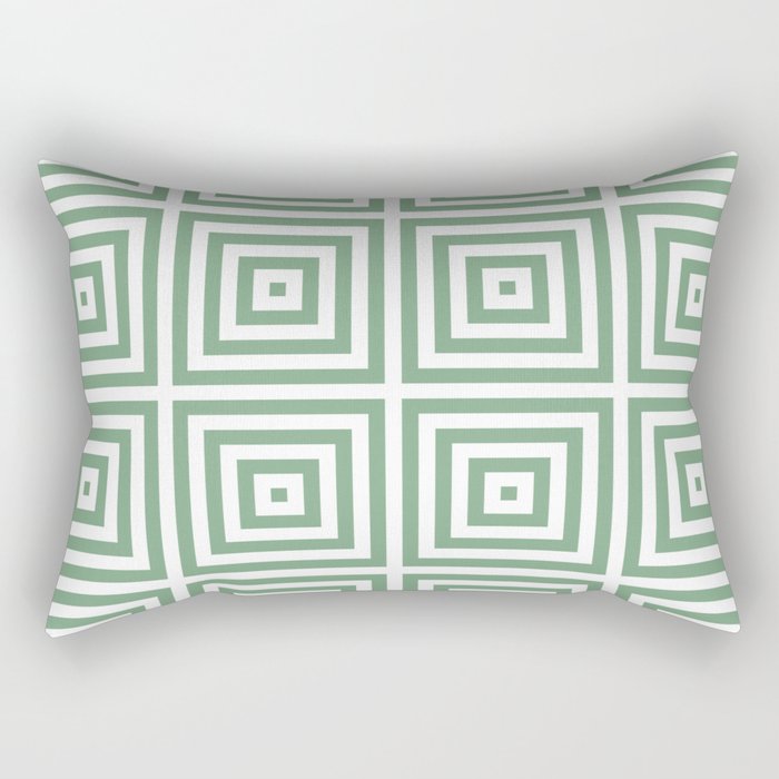 Geometric retro green inner squares Rectangular Pillow