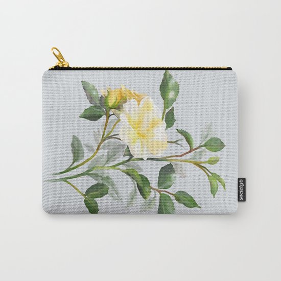 Yellow Watercolor Rose Carry-All Pouch