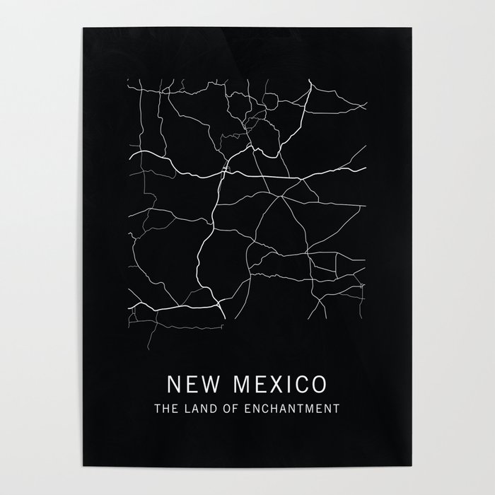 New Mexico State Road Map Poster