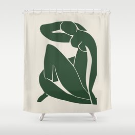 Matisse Abstract Nude II, Forest Green, Mid Century Art Decor Shower Curtain
