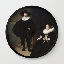 Rembrandt - A Lady and Gentleman in Black 1633 Wall Clock