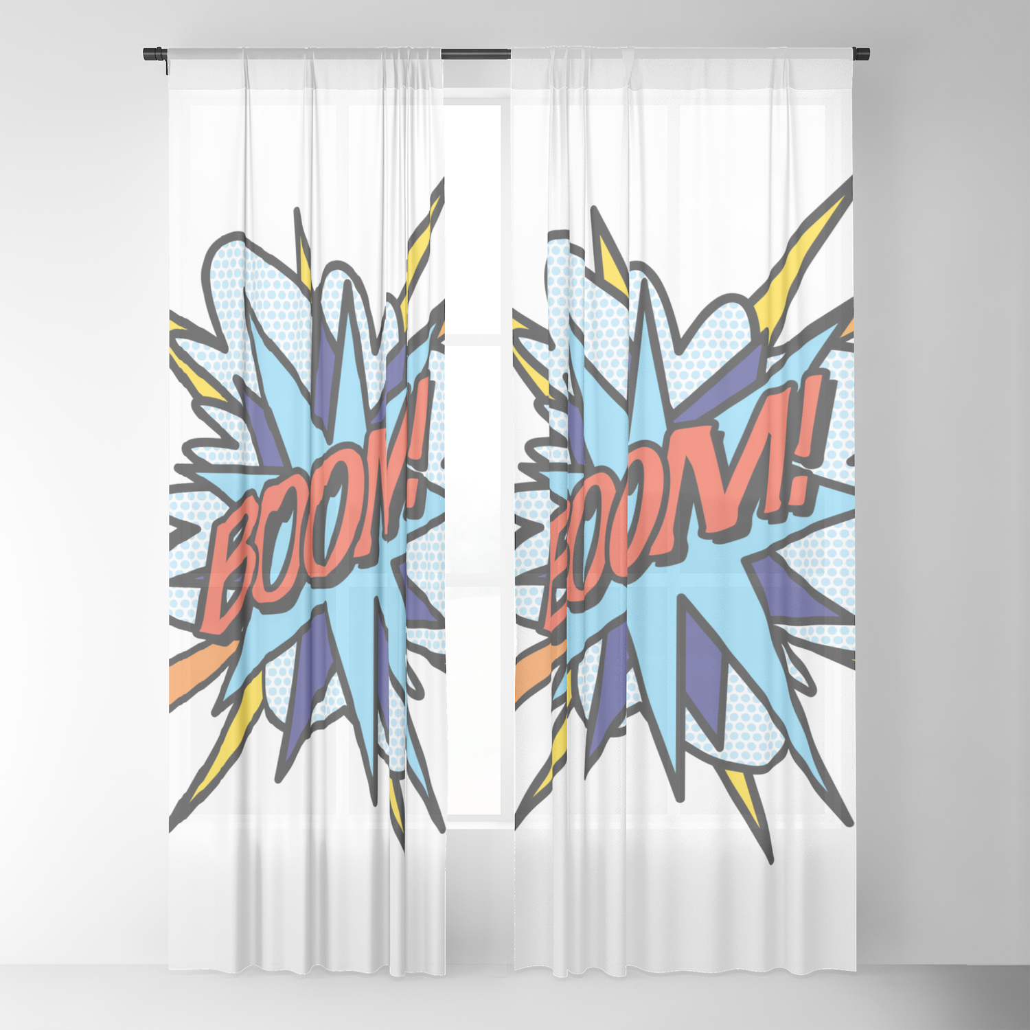 Comic Book Pop Art Boom Sheer Curtain By Theimagezone Society6