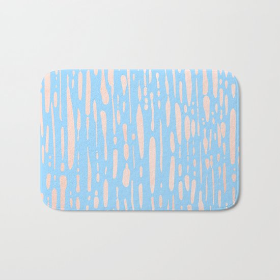 Sweet Life Ice Melt Stripes Peach Coral Pink + Blue Raspberry Bath Mat