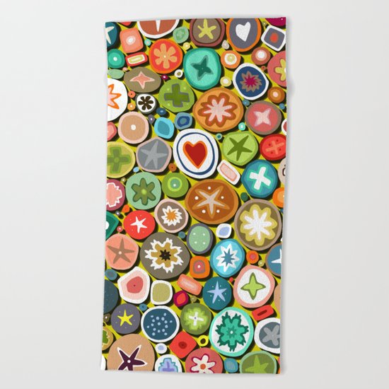 millefiori yellow Beach Towel