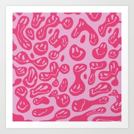 Pink Dripping Smiley Art Print
