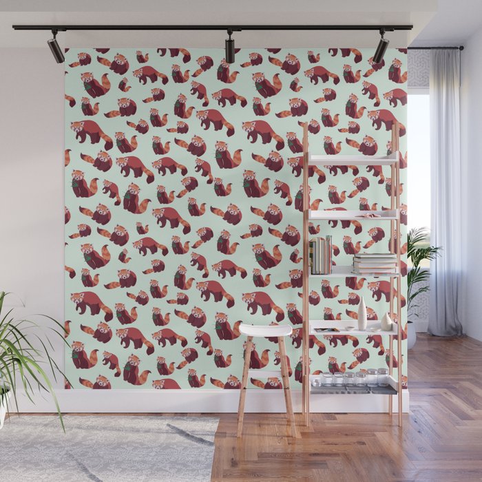 Red Panda Pattern Wall Mural