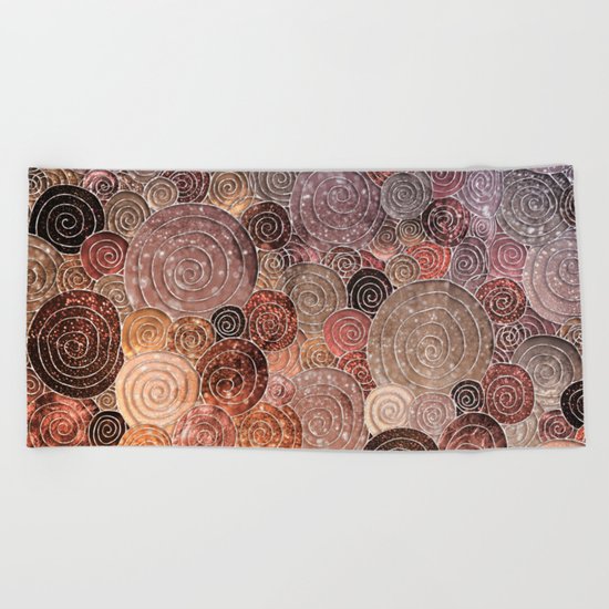 Abstract brown glamour glitter circles and dots for Girls and ladies Beach Towel