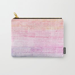 peach pink lavender blue gradient distressed painted brick wall ambient decor rustic brick effect Carry-All Pouch