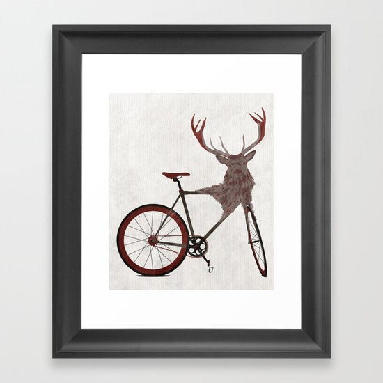 Stag Bike Framed Art Print