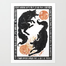 Hati & Sköll - Norse Mythology Art Print