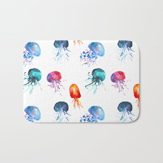 happy jellyfish Bath Mat