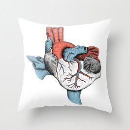 The Heart of Texas (Red, White and Blue) Throw Pillow