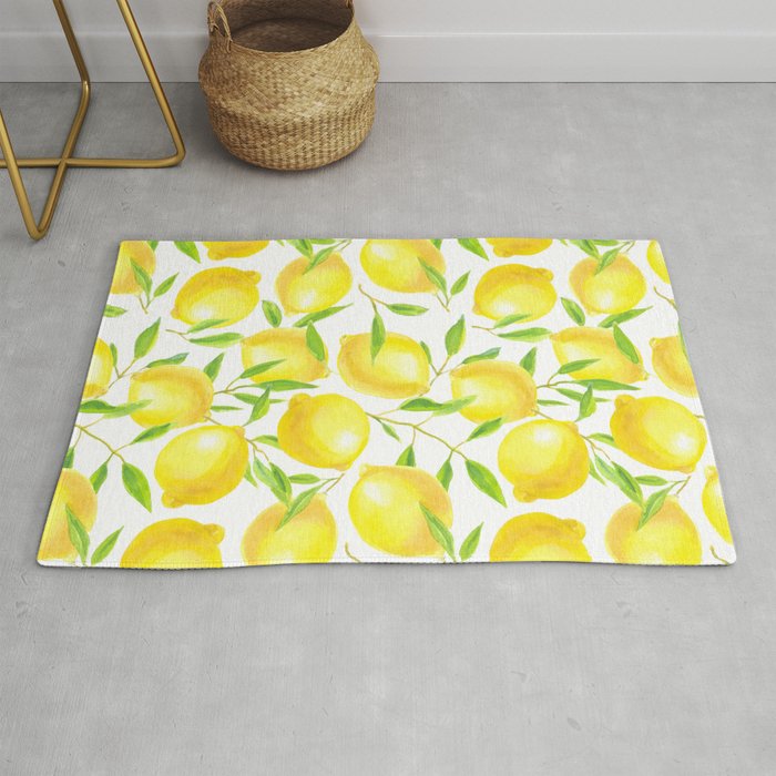 Lemons and leaves  pattern design Rug