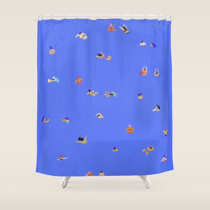 Electric blue Shower Curtain by Helo Birdie Society6