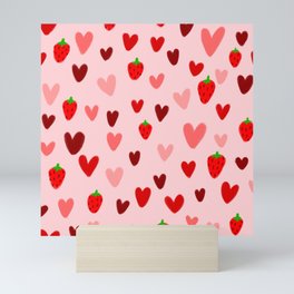 Strawberries and Hearts Mini Art Print