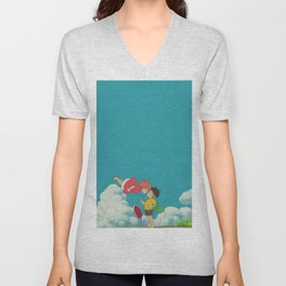 The Age of the Ocean - Ponyo V Neck T Shirt | Painting, Girl, Cute, Japan, Movie, Underwater, Ocean, Anime, Cinema, Child 